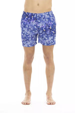 Just Cavalli Chic Light Blue Printed Beach Men's Shorts