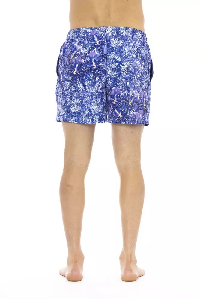Just Cavalli Chic Light Blue Printed Beach Men's Shorts