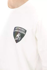 Automobili Lamborghini Sleek White Crewneck Shield Logo Men's Sweater