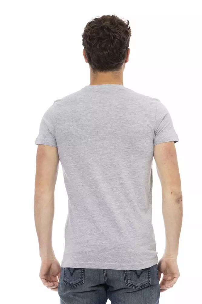 Trussardi Action Chic Graphite Short Sleeve Tee with Front Men's Print