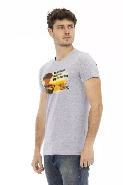 Trussardi Action Chic Graphite Short Sleeve Tee with Front Men's Print