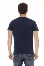 Trussardi Action Chic Blue Short Sleeve Tee with Front Men's Print