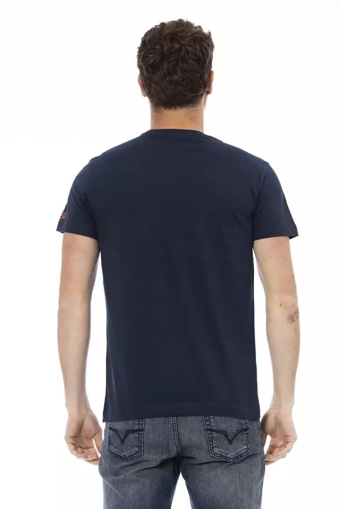 Trussardi Action Chic Blue Short Sleeve Tee with Front Men's Print