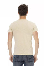 Trussardi Action Beige Short Sleeve Cotton Blend Men's T-Shirt