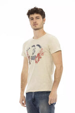 Trussardi Action Beige Short Sleeve Cotton Blend Men's T-Shirt