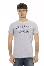 Trussardi Action Chic Gray Cotton Blend Casual Men's Tee