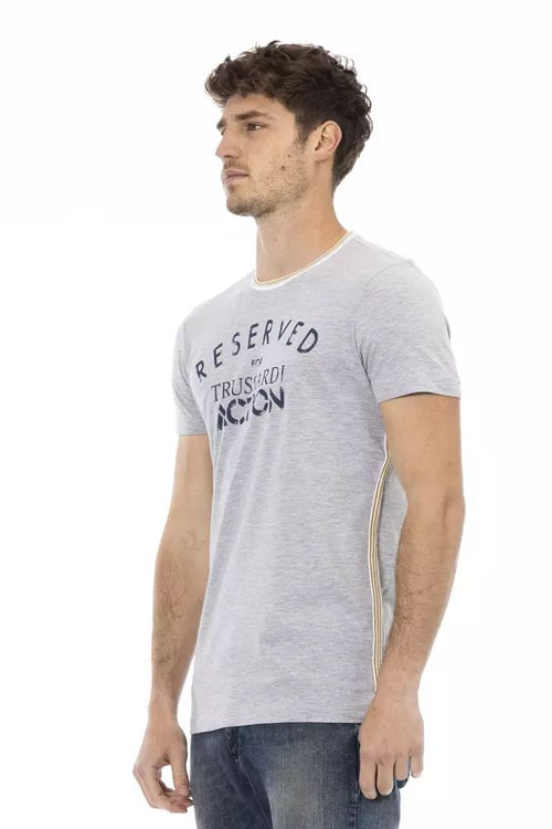 Trussardi Action Chic Gray Cotton Blend Casual Men's Tee