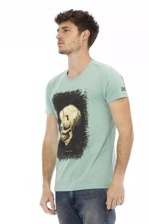Trussardi Action Casual Chic Green Tee with Graphic Men's Appeal