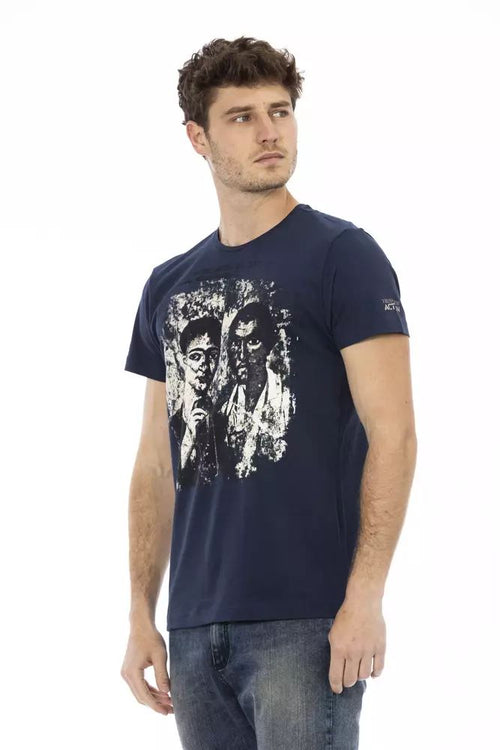 Trussardi Action Chic Blue Printed Tee with Short Men's Sleeves