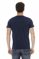 Trussardi Action Chic Blue Printed Tee with Short Men's Sleeves