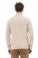 Alpha Studio Beige Turtleneck Sweater - Winter Men's Elegance