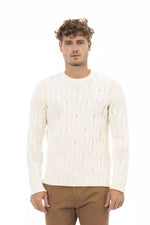 Alpha Studio Elegant Beige Crewneck Wool-Cashmere Men's Sweater