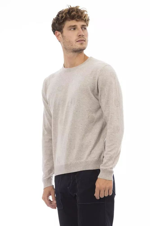 Alpha Studio Beige Crewneck Comfort Blend Men's Sweater