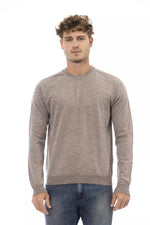Alpha Studio Beige Crewneck Sweater in Luxe Wool-Cashmere Men's Blend