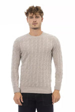 Alpha Studio Classic Beige Crewneck Luxury Men's Sweater