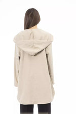 Alpha Studio Elegant Beige Hooded Long Women's Sweater