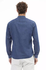 Distretto12 Chic Blue Slim Men's Italian Collar Men's Shirt