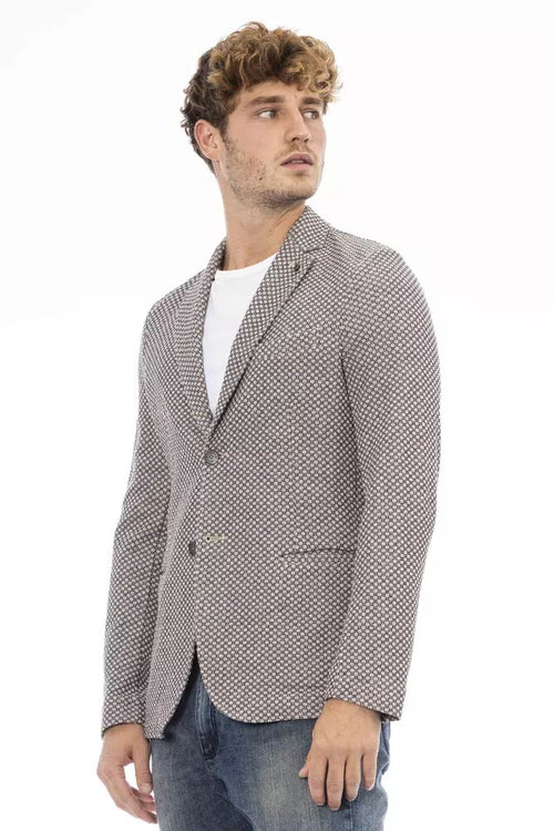 Distretto12 Chic Beige Fabric Jacket with Classic Men's Appeal