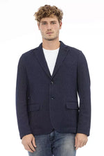 Distretto12 Elegant Blue Fabric Jacket with Button Men's Closure