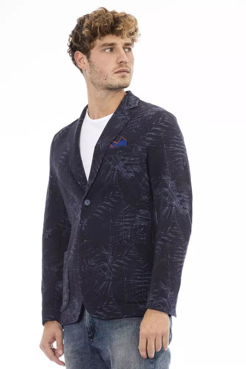 Distretto12 Sleek Blue Cotton Blend Fabric Men's Jacket