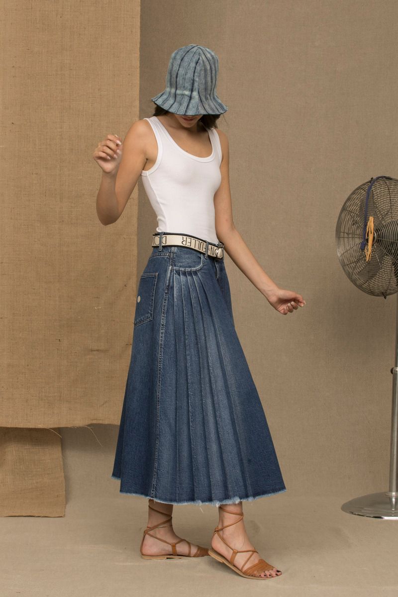 Don The Fuller Chic Blue Denim Pleated Women's Skirt