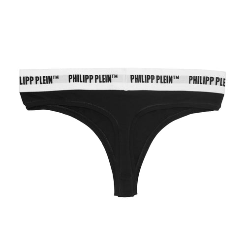 Philipp Plein Chic Black Logo Elastic Thongs Women's Twin-Pack