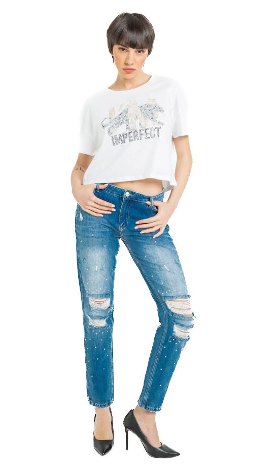 Imperfect Chic Distressed Straight Leg Women's Jeans