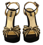 Dolce & Gabbana Elegant Black Gold Ankle Strap Heels Women's Sandals