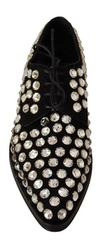 Dolce & Gabbana Elegant Crystal-Embellished Lace-Up Women's Flats