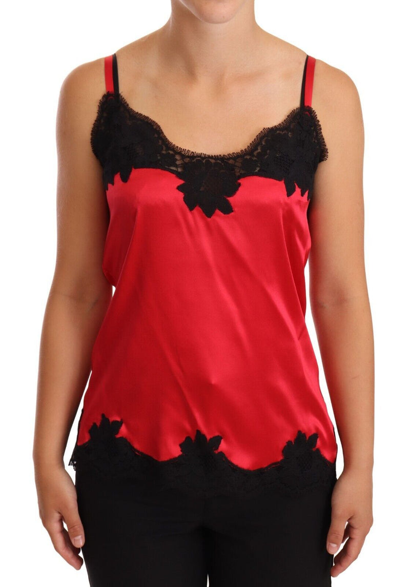 Dolce & Gabbana Silk Blend Lace-Trim Camisole in Red &amp; Women's Black