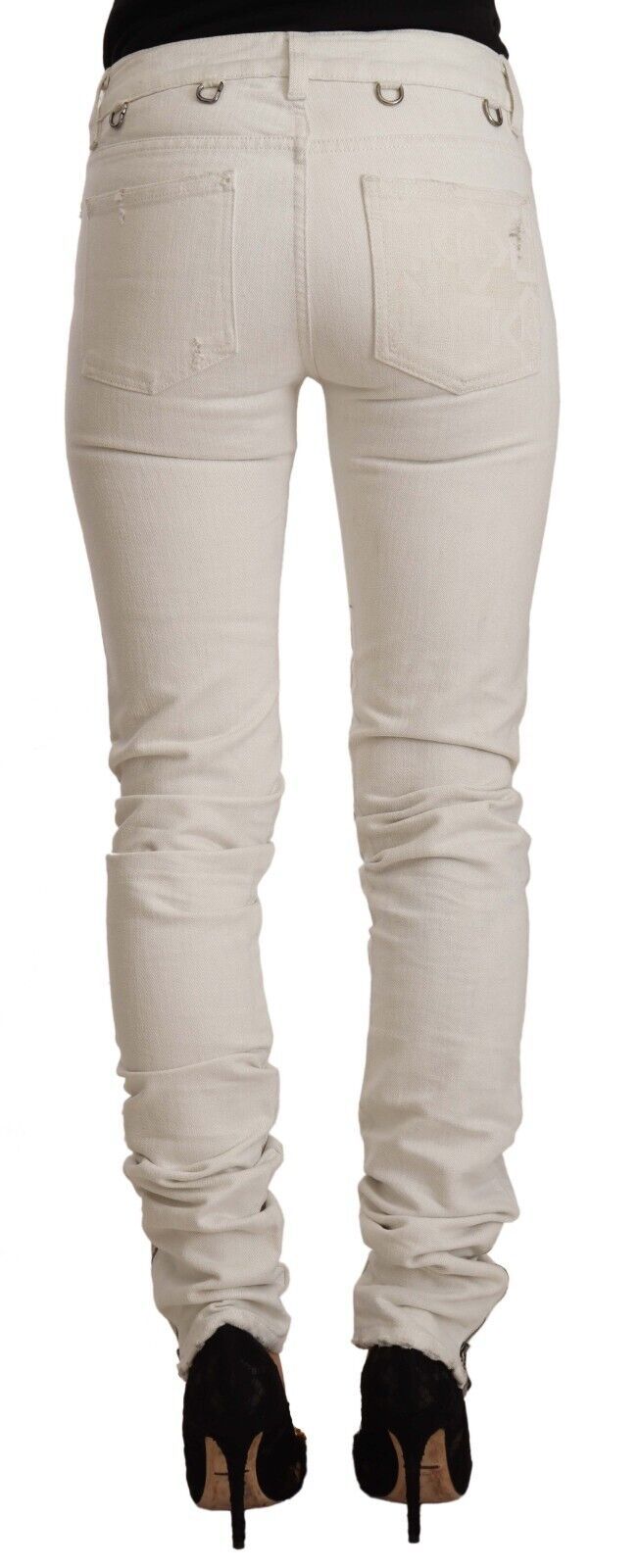 Karl Lagerfeld Chic White Mid-Waist Slim Fit Women's Jeans