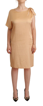 Moschino Elegant One-Sleeve Beige Shift Women's Dress