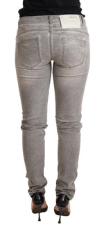 Acht Chic Gray Washed Slim Fit Cotton Women's Jeans