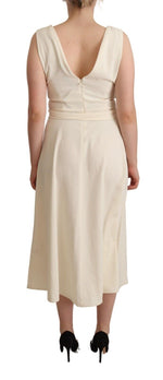 Sleeveless V-Neck A-Line Dress in Off Women's White