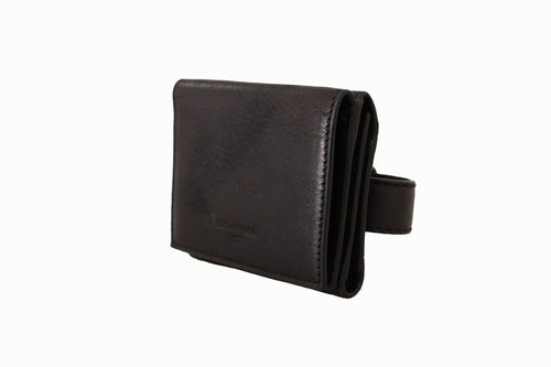 Dolce & Gabbana Elegant Black Leather Multi-Kit Trifold Women's Wallet