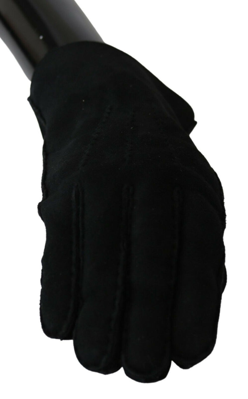 Dolce & Gabbana Elegant Black Leather Biker Men's Gloves