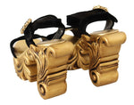 Dolce & Gabbana Baroque Velvet Heels in Black and Women's Gold
