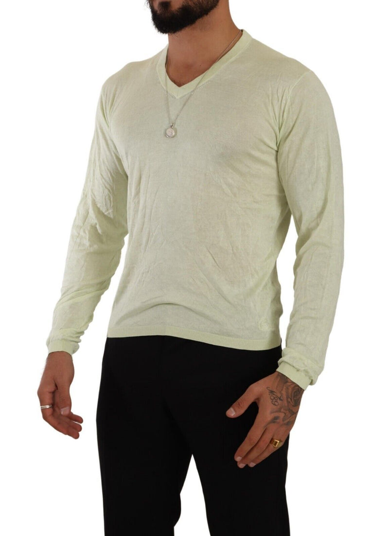 Domenico Tagliente Elegant Silk V-Neck Pullover Men's Sweater