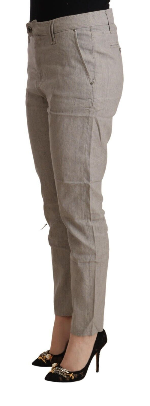 CYCLE Elegant Light Grey Tapered Linen Women's Pants