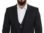Dolce & Gabbana Elegant Black Martini Suit Jacket &amp; Vest Men's Ensemble