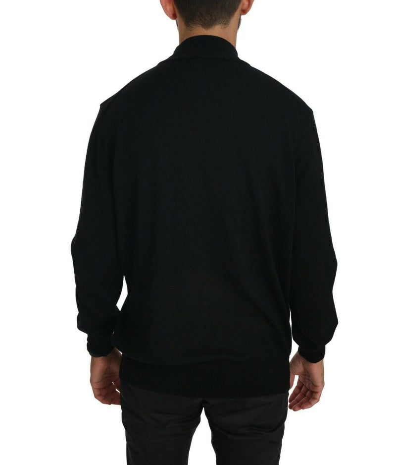 MILA SCHÖN Elegant Black Virgin Wool Pullover Men's Sweater