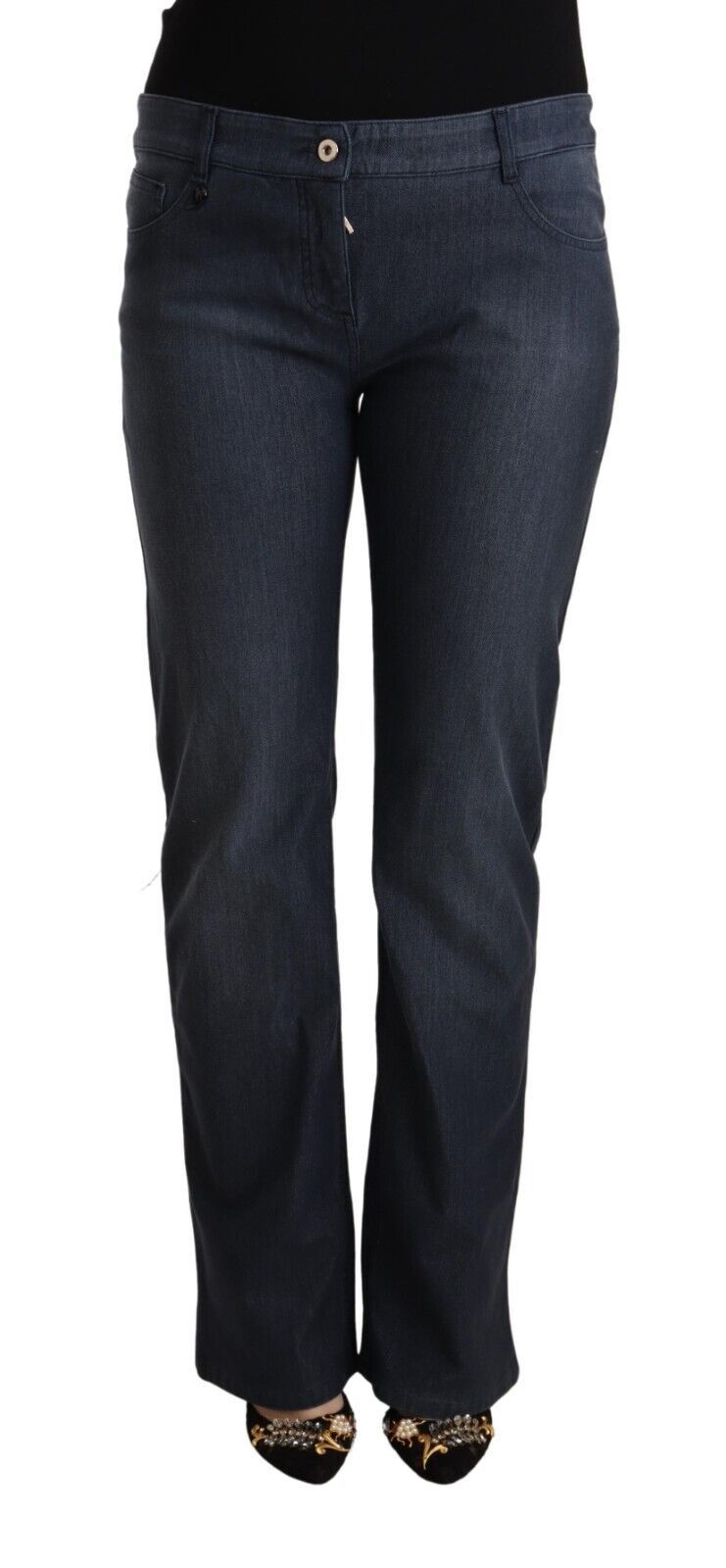 MARGHI LO' Chic Dark Blue Straight Cut Women's Jeans
