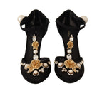 Dolce & Gabbana Elegant Embellished T-Strap Heels Women's Sandals