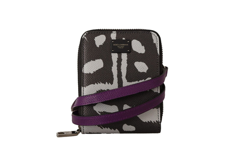 Dolce & Gabbana Elegant Purple Leather Bifold Wallet with Women's Strap
