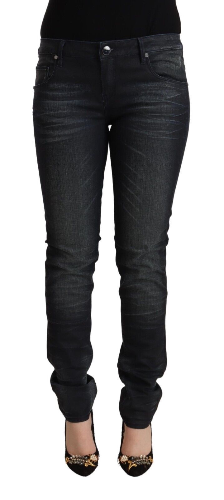 Acht Sleek Black Washed Slim Fit Women's Jeans