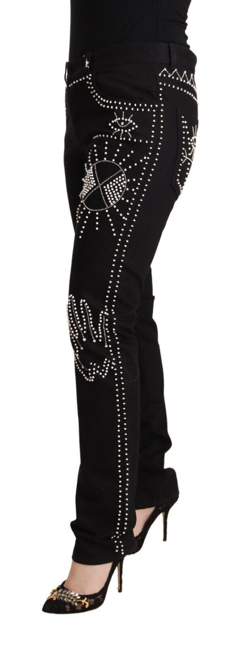 Valentino Embellished Black Mid-Waist Women's Denim