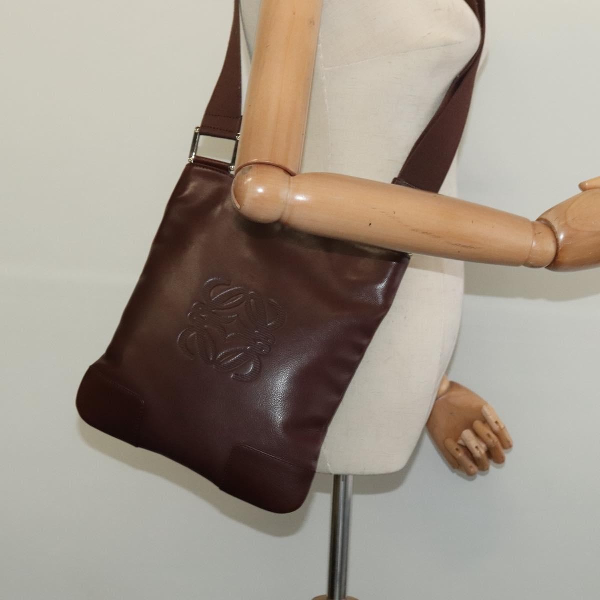 Loewe Anagram Shoulder Bag Leather Brown Leather Shoulder Bag Bag (Pre-Owned)