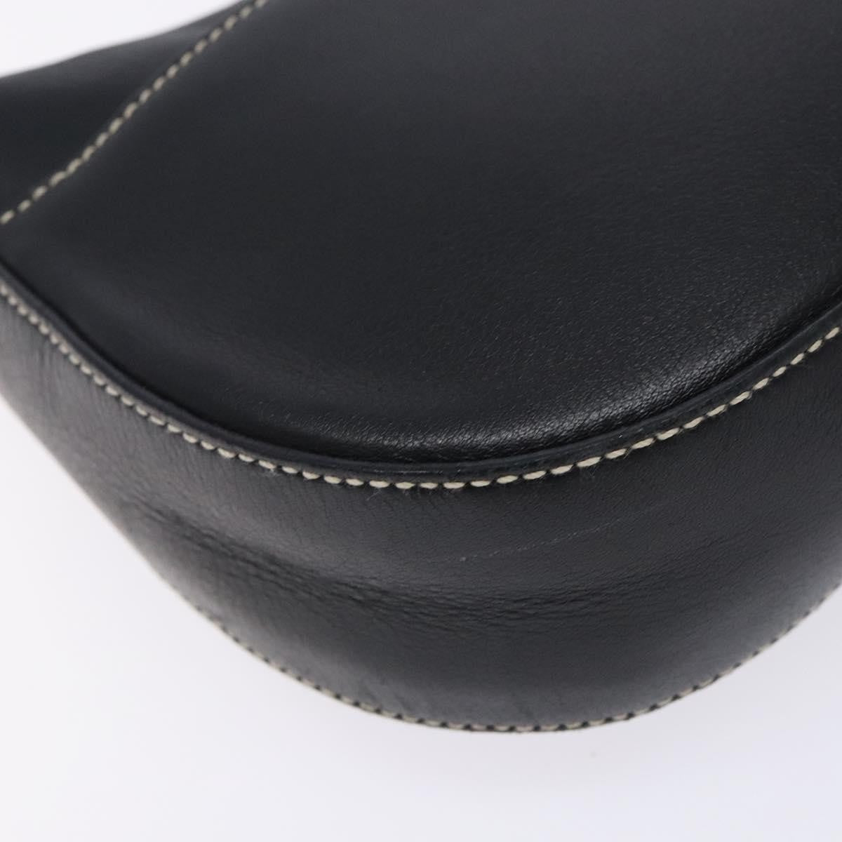 Salvatore Ferragamo Gancini Shoulder Bag Leather Black Leather Shoulder Bag Bag (Pre-Owned)