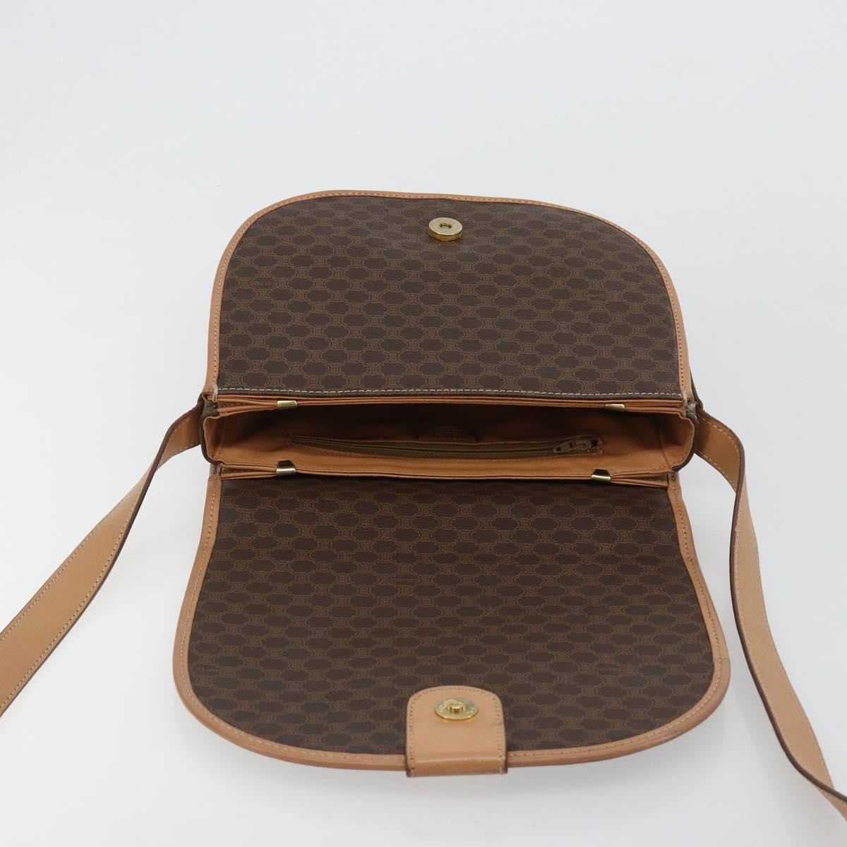 Celine Macadam Shoulder Bag Pvc Leather Brown Canvas Shoulder Bag Bag (Pre-Owned)