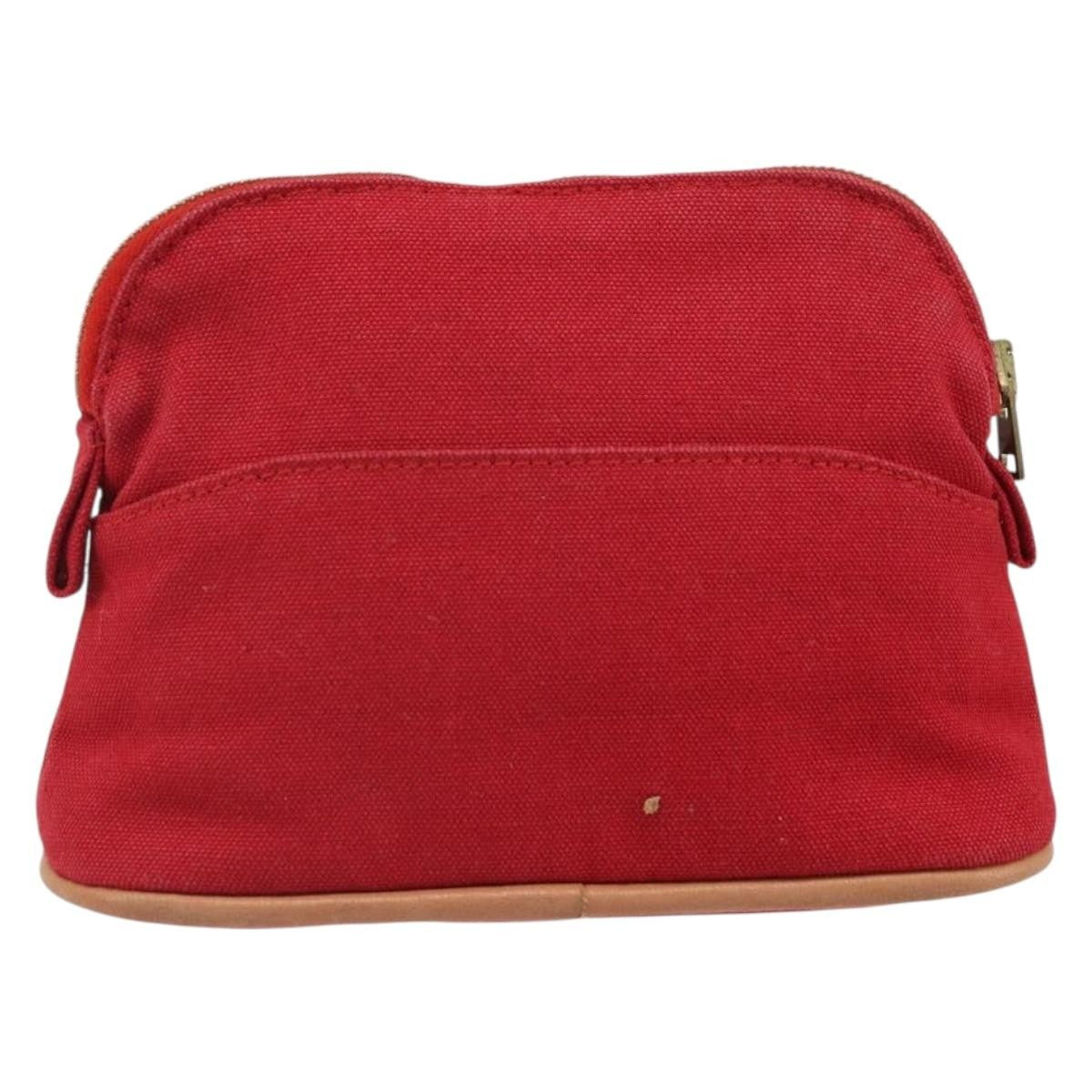 Hermes Bolide Travel Pouch Canvas Red Canvas Clutche & Pouche Bag (Pre-Owned)